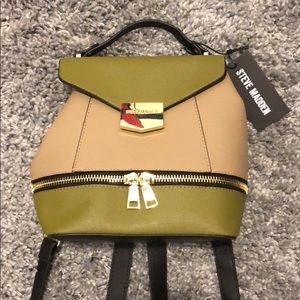 Steve Madden Green/Tan/Black Backpack Purse